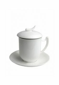 Tea Logic Kräuterteetasse Epsilon Mit Edelstahlfilter, Deckel Und Untertasse Weiss