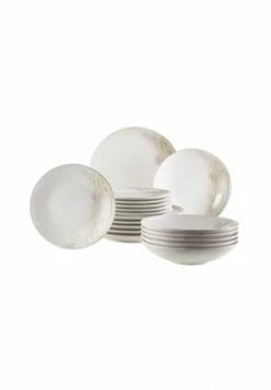 Deutschland karaffen-kruege Verkäufe 2022 27 MÄSER Teller-Set, Steinzeug Ossia Weiß/ Beige