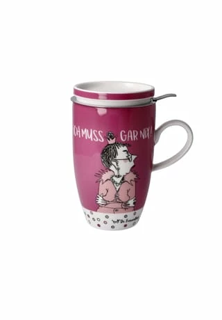 Goebel Teetasse Mit Deckel Und Sieb Barbara Freundlieb - Ich Muss Gar Nix Bunt 3 Goebel Teetasse Mit Deckel Und Sieb Barbara Freundlieb - Ich Muss Gar Nix Bunt