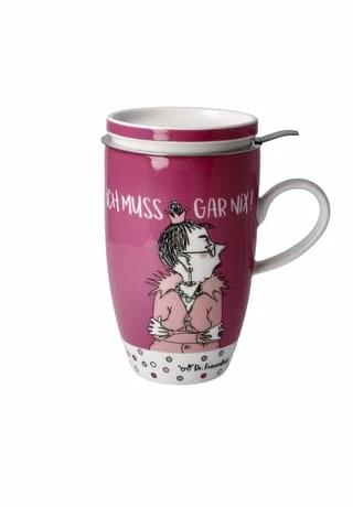 Goebel Teetasse Mit Deckel Und Sieb Barbara Freundlieb - Ich Muss Gar Nix Bunt 4 Goebel Teetasse Mit Deckel Und Sieb Barbara Freundlieb - Ich Muss Gar Nix Bunt – Bild 2