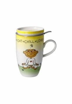 Goebel Teetasse Mit Deckel Und Sieb Der Kleine Yogi - "Eat Chill Love" Bunt -Deutschland karaffen-kruege Verkäufe 2022 unnamed file 176