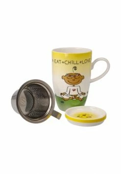 Goebel Teetasse Mit Deckel Und Sieb Der Kleine Yogi - "Eat Chill Love" Bunt -Deutschland karaffen-kruege Verkäufe 2022 unnamed file 182