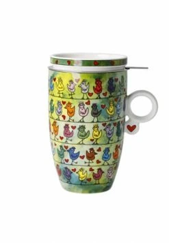 Goebel Teetasse Mit Deckel Und Sieb James Rizzi - Birds On A Love Wire Bunt
