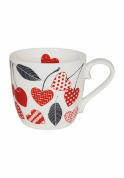 KÖNITZ Henkelbecher "Herz-Kirschen", 9,7 Cm WEISS/ ROT